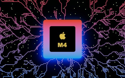 an apple m4 processor in front of a computer circuit