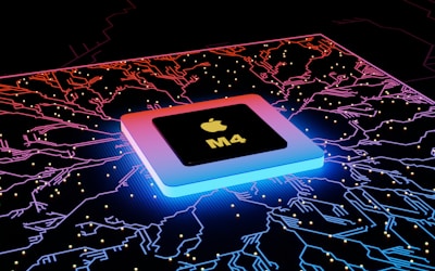 a computer chip with an apple logo on it, which speed up tour website 