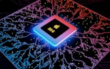 a computer processor with an apple logo on it