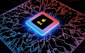 a computer processor with an apple logo on it
