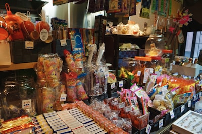 a store filled with lots of different types of candy