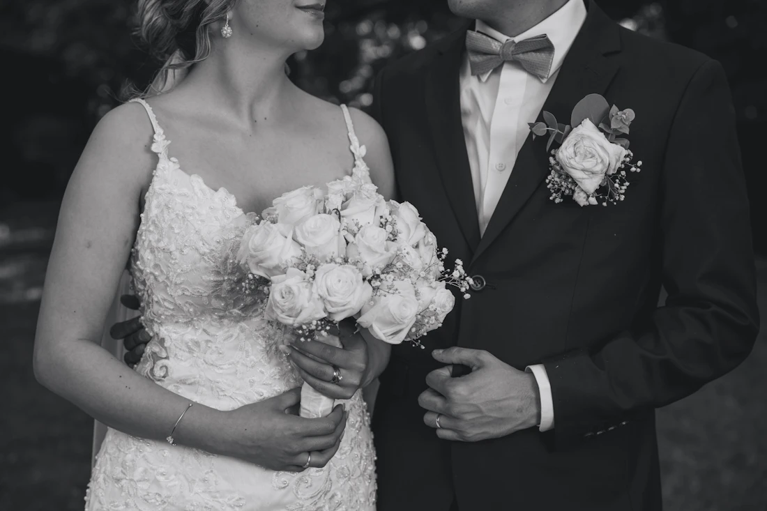 Wedding couple portrait outdoors