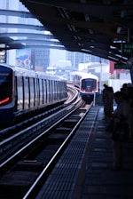 a couple of trains that are on some tracks