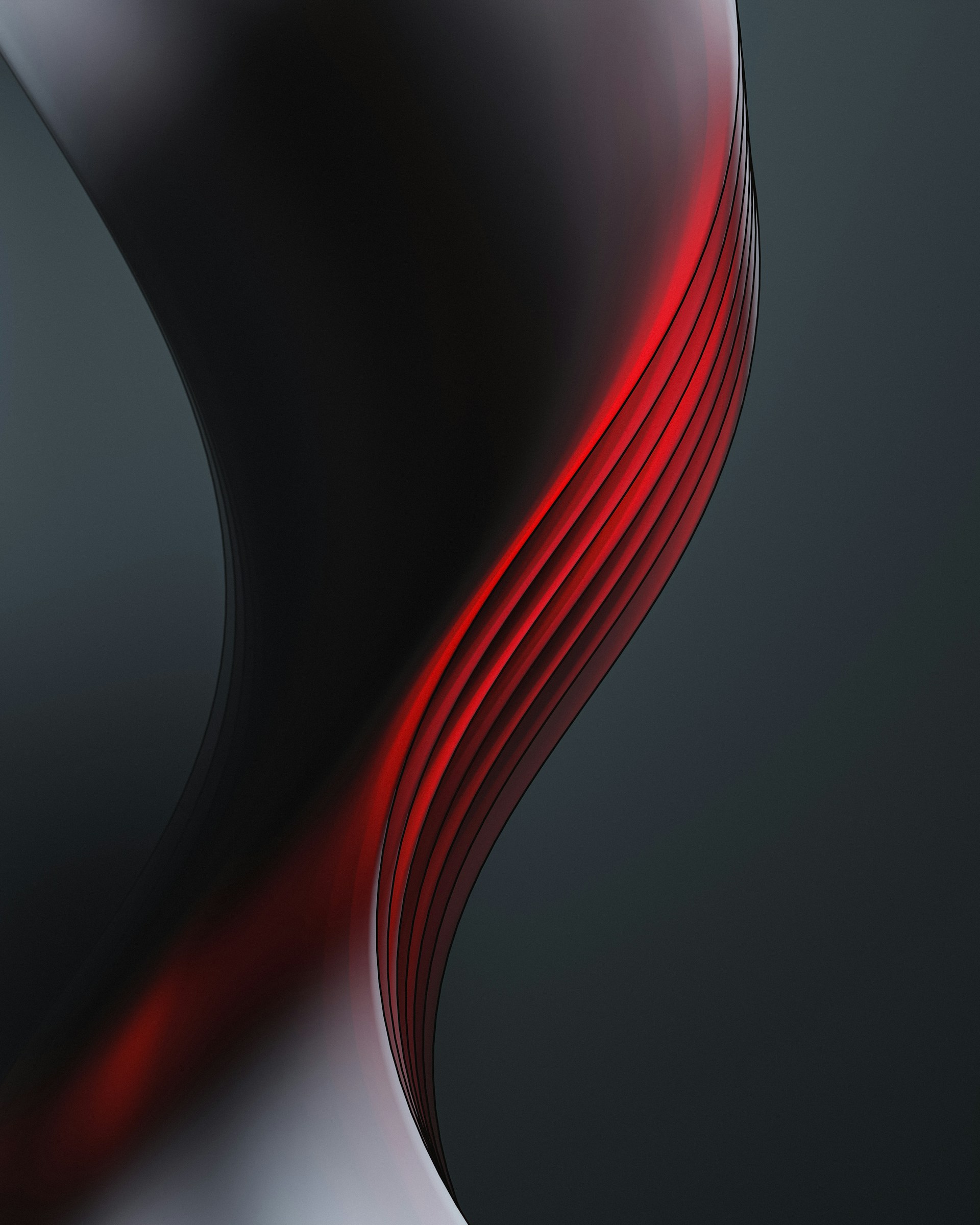 a close up of a black and red object