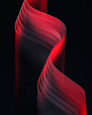 a group of red curved objects on a black background
