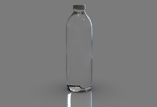 a glass bottle with water inside of it