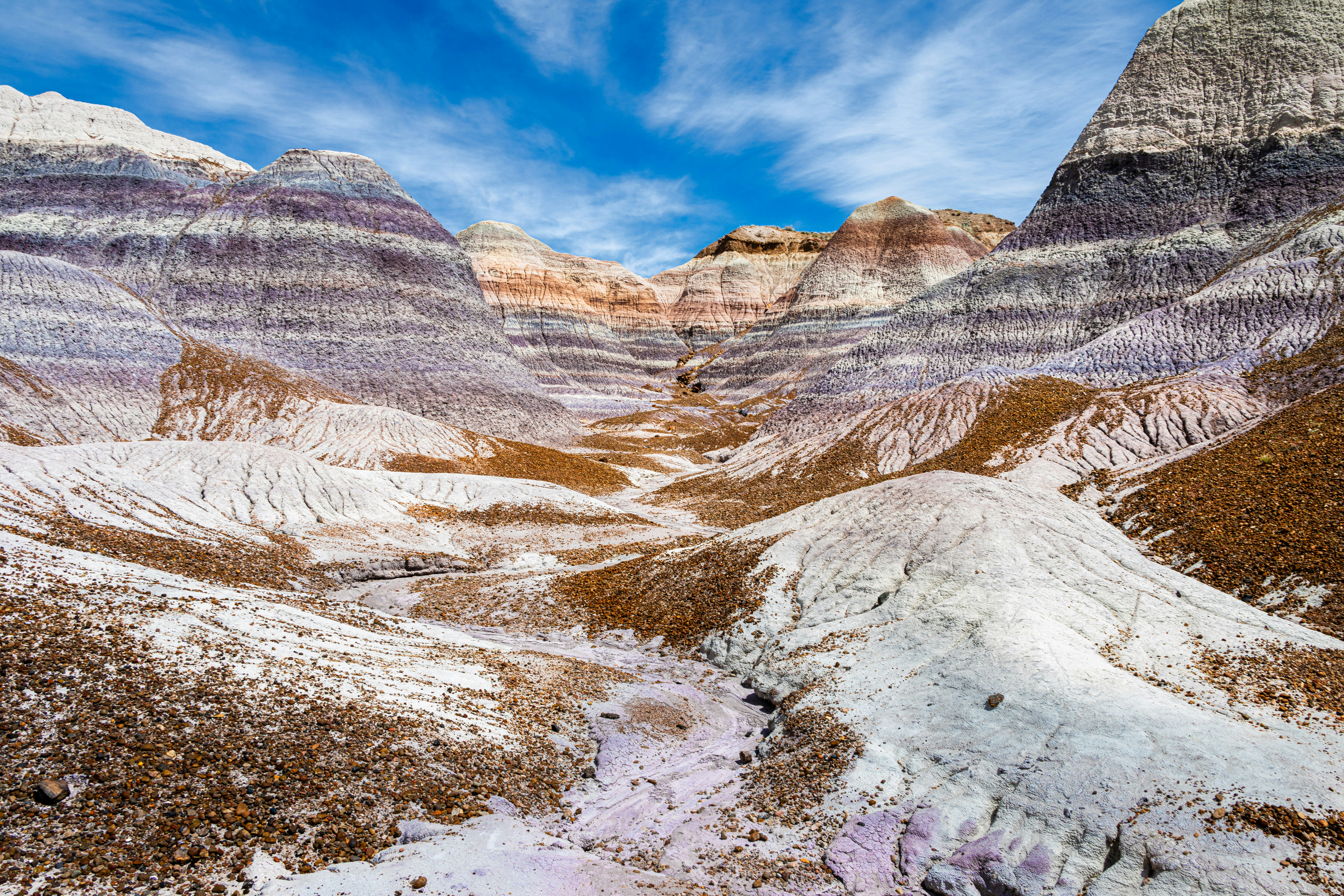 Photo of mountains showing rock strata.