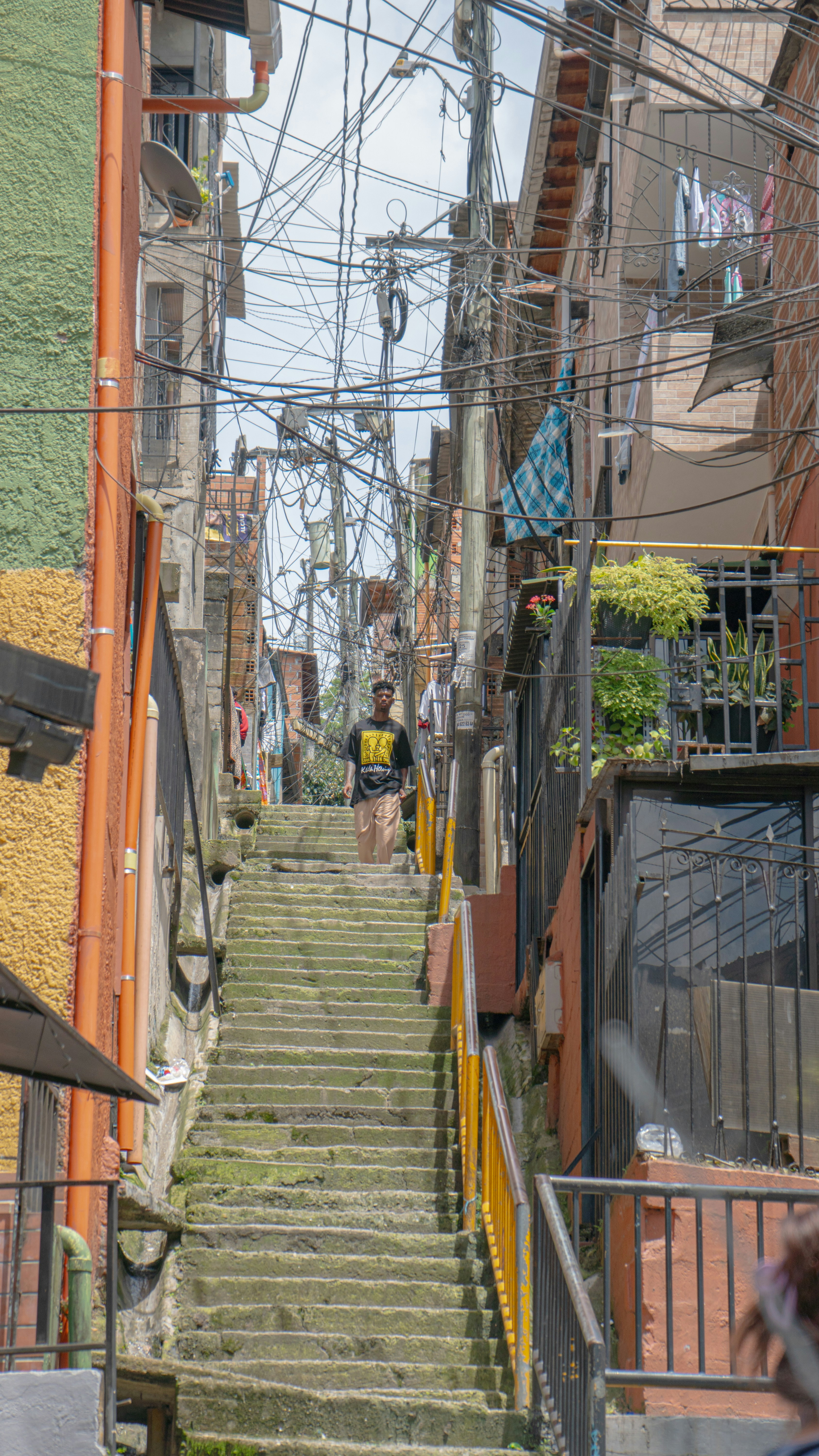 a set of stairs leading up to the top of a building