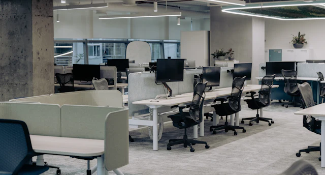 Low Partition Workstations — commercial manager cabin interior design