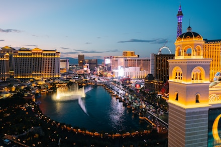 a view of the las vegas strip at night