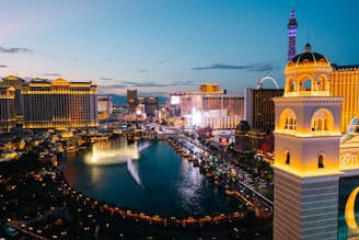 a view of the las vegas strip at night
