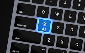 a computer keyboard with a blue light on it