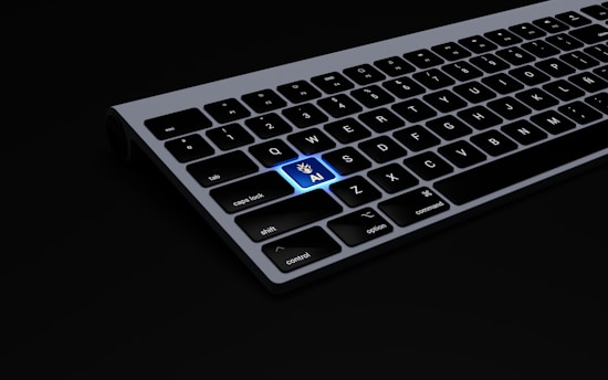 a black keyboard with a blue keyboard sticker on it