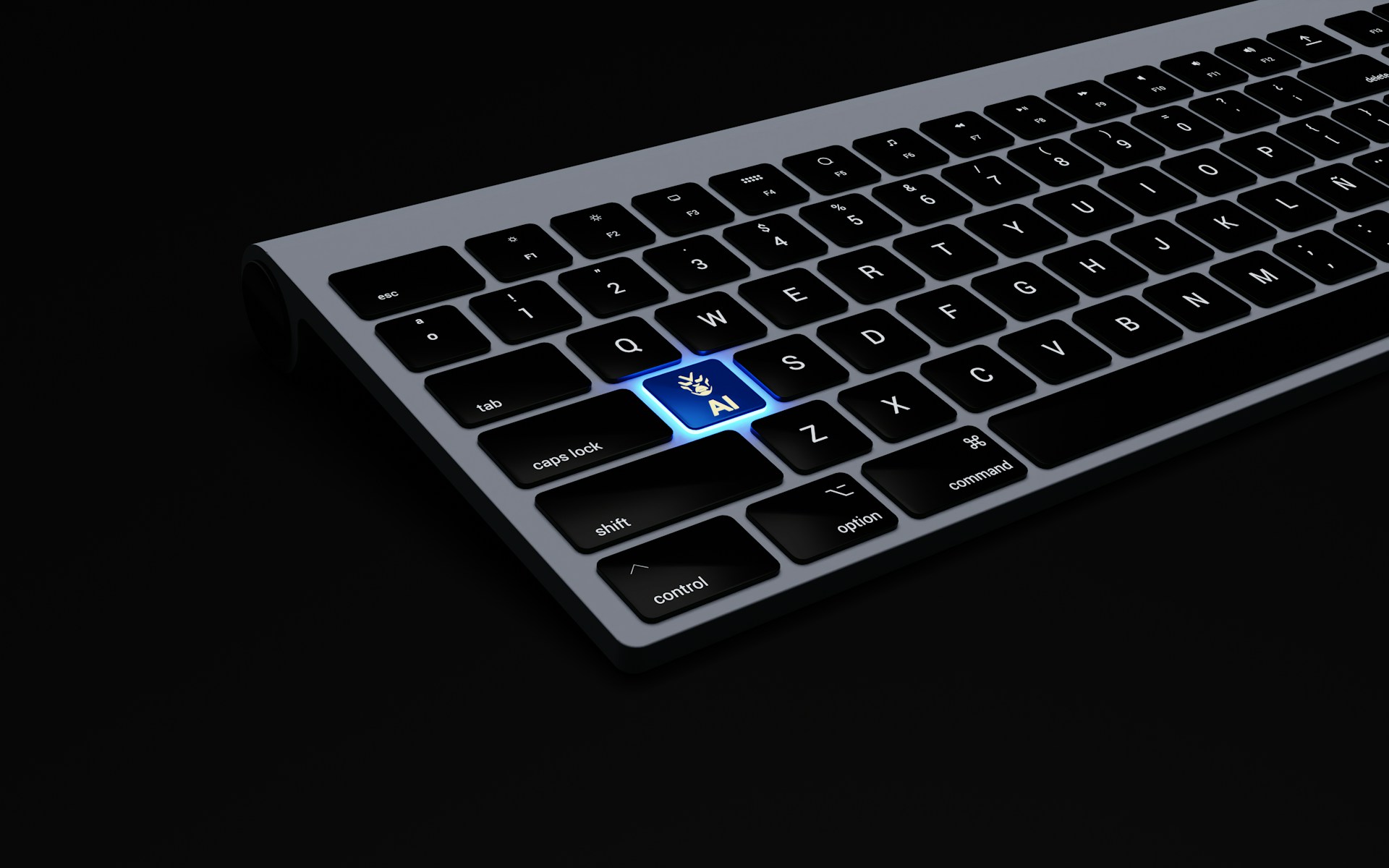 a black keyboard with a blue keyboard sticker on it