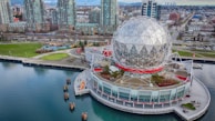 an aerial view of a building with a large dome on top of it
