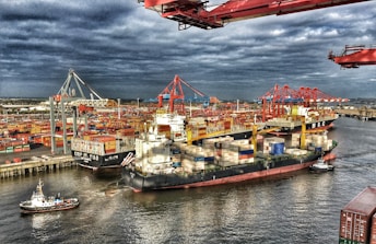 a large cargo ship in a large body of water