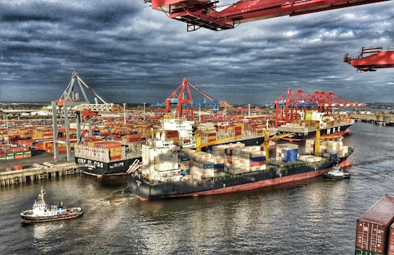 a large cargo ship in a large body of water