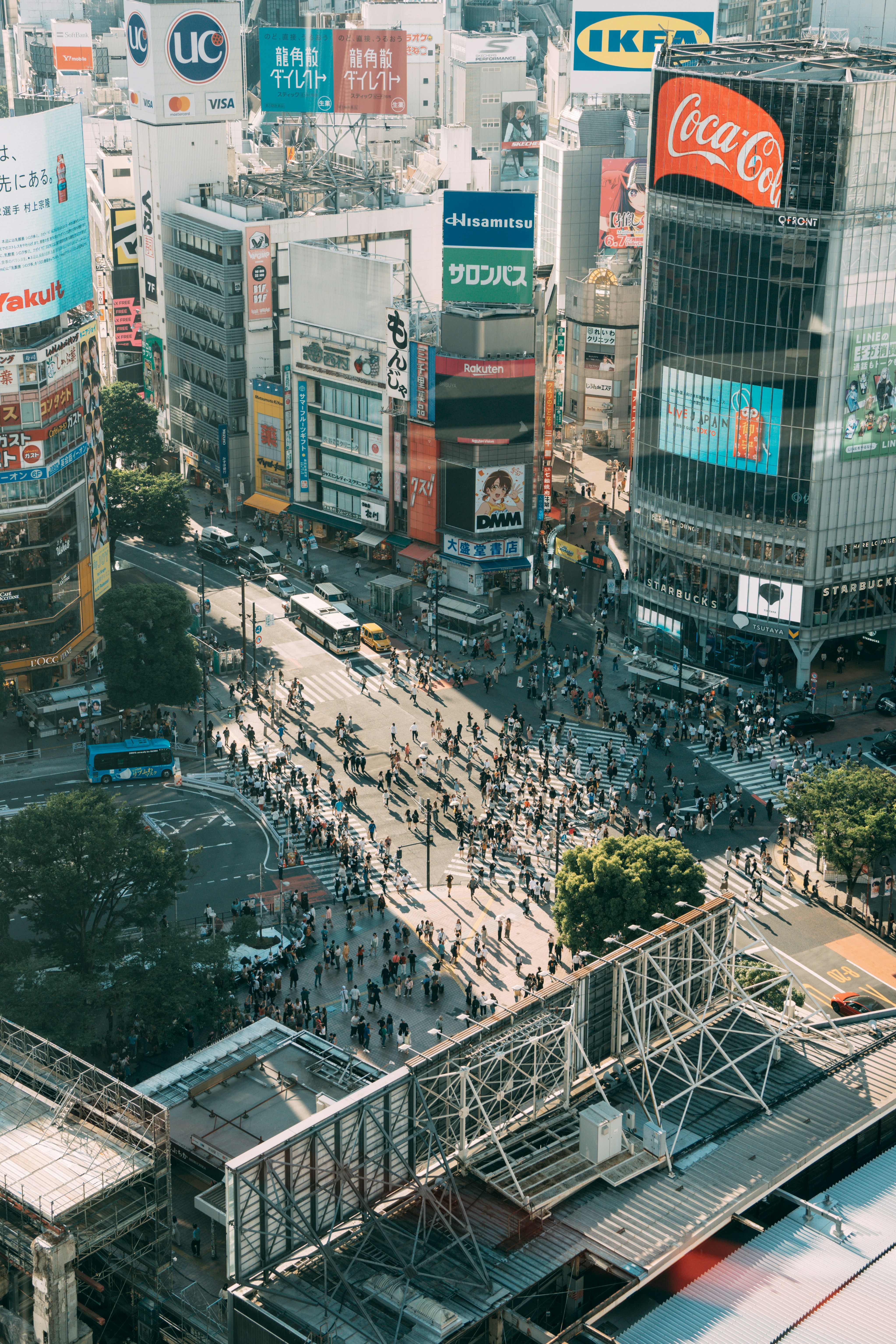 an aerial view of a busy city street