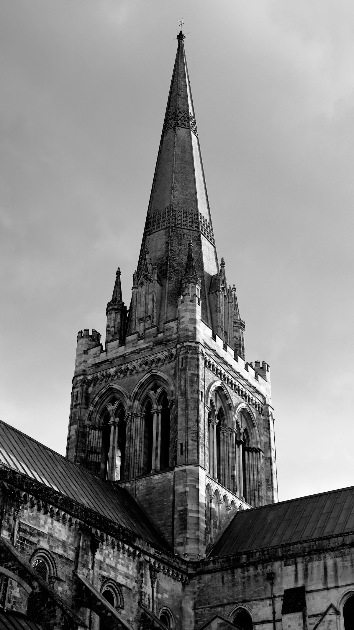 Chichester Cathedral spire in the city of Chichester, West Sussex