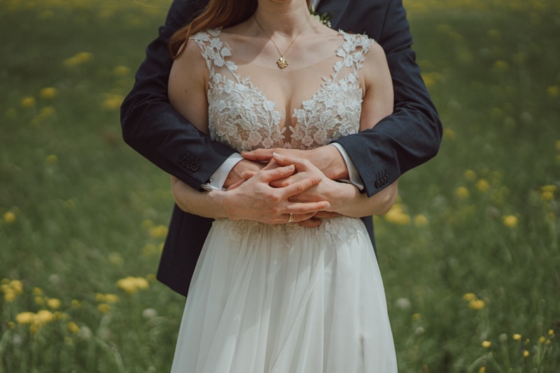 Bride and groom in romantic bloom