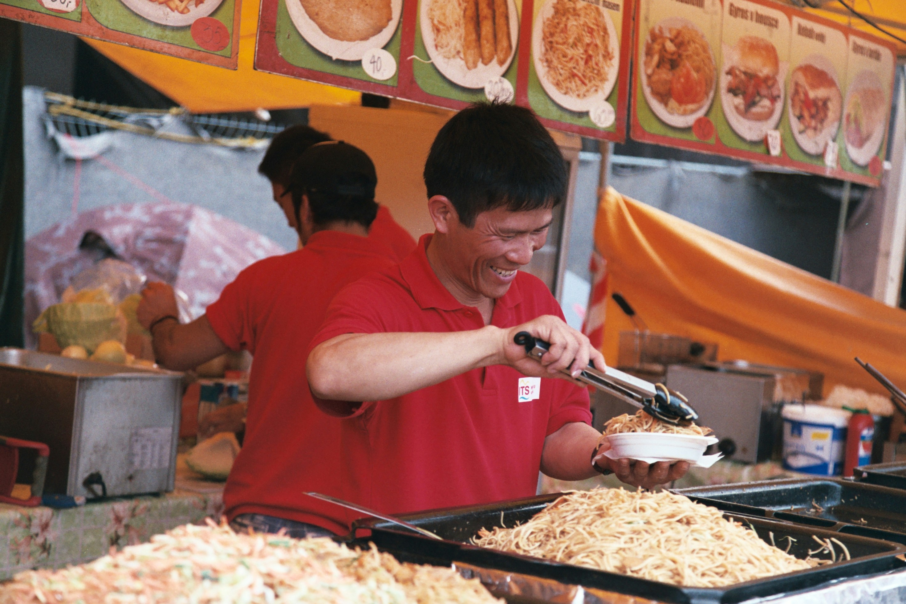 Happy customer with food