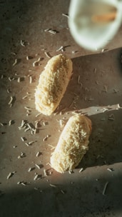 a couple of doughnuts sitting on top of a table