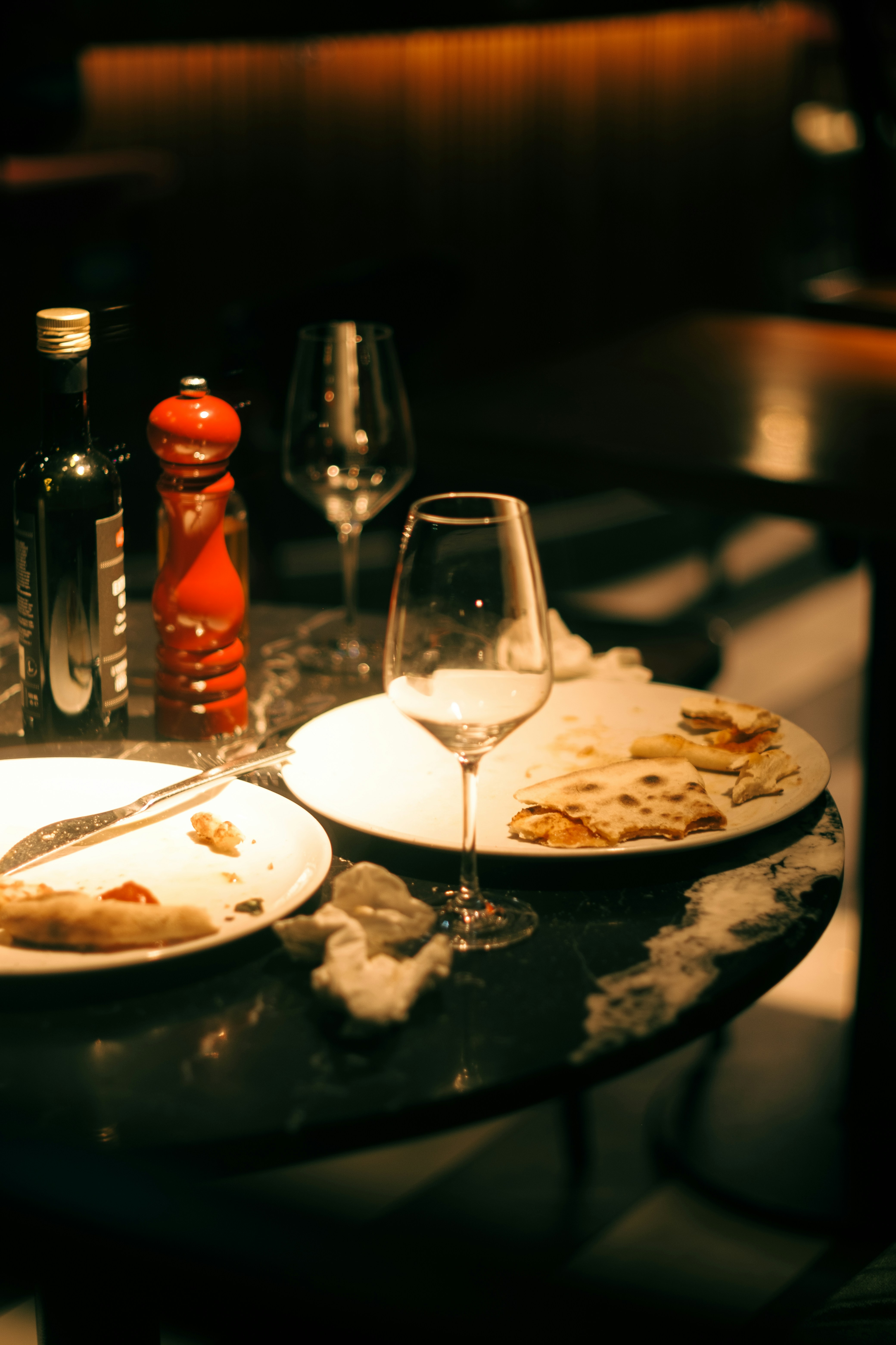 a couple of plates of food on a table