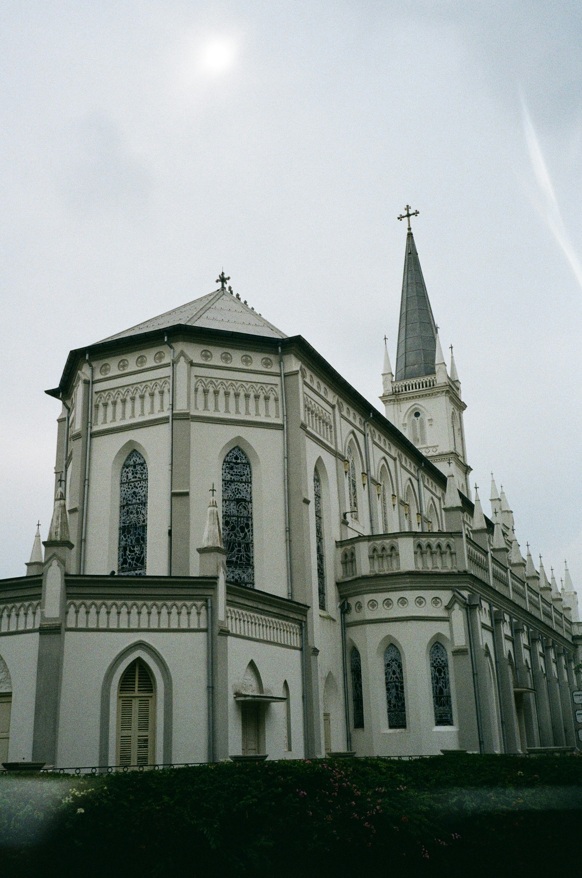 a church with a steeple and a steeple on top