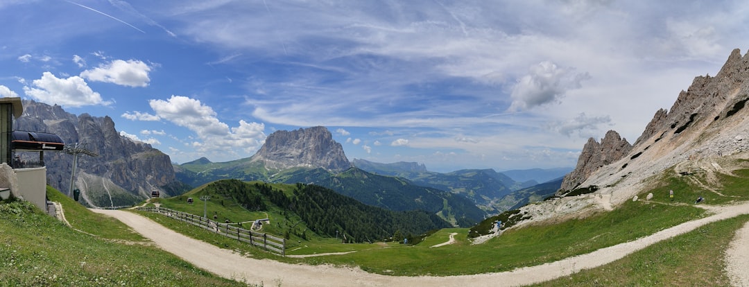 A panoramic view of a path in the mountains,