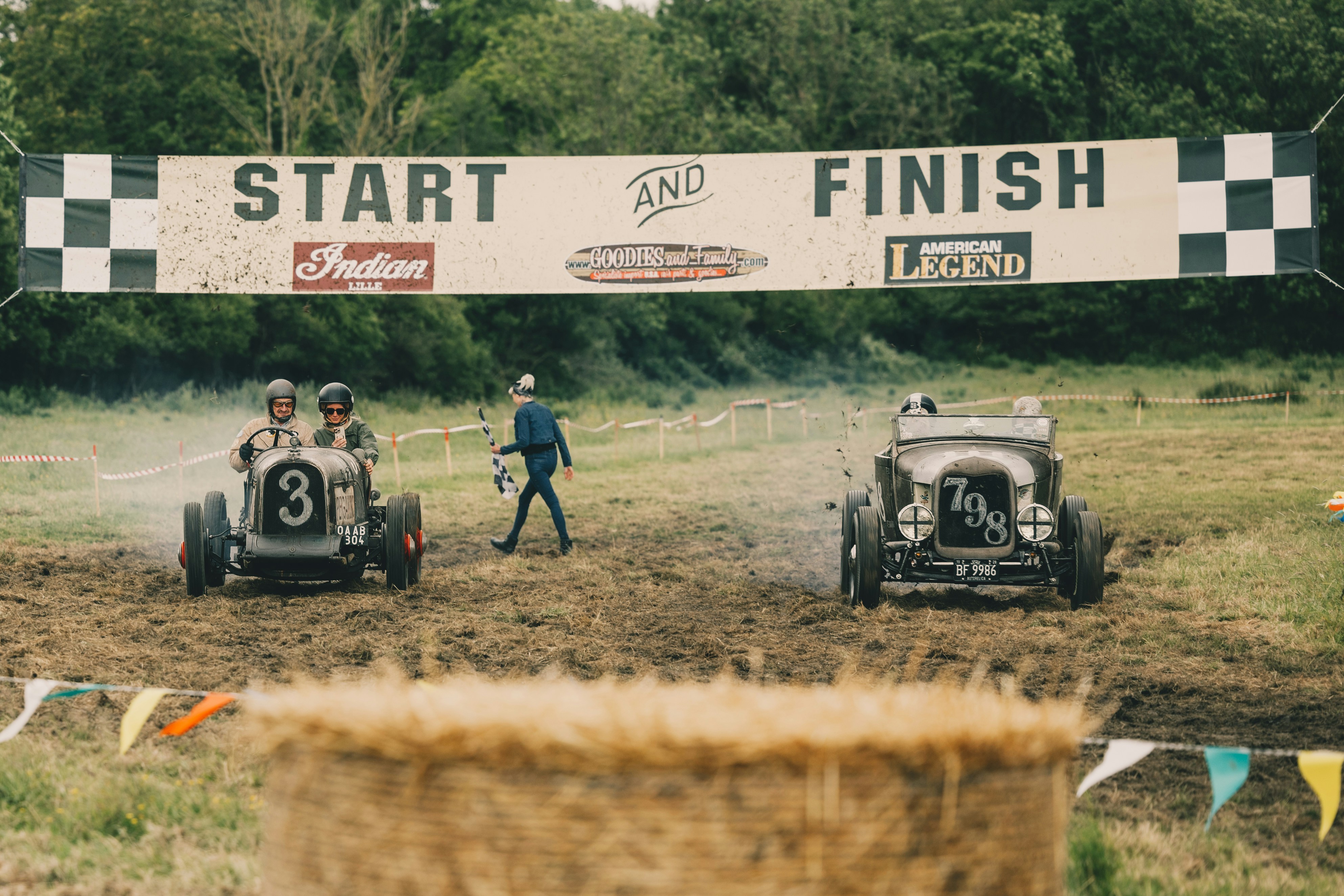 A group of people riding on top of a dirt road