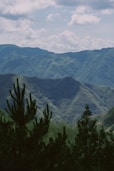 A view of a mountain range from a distance