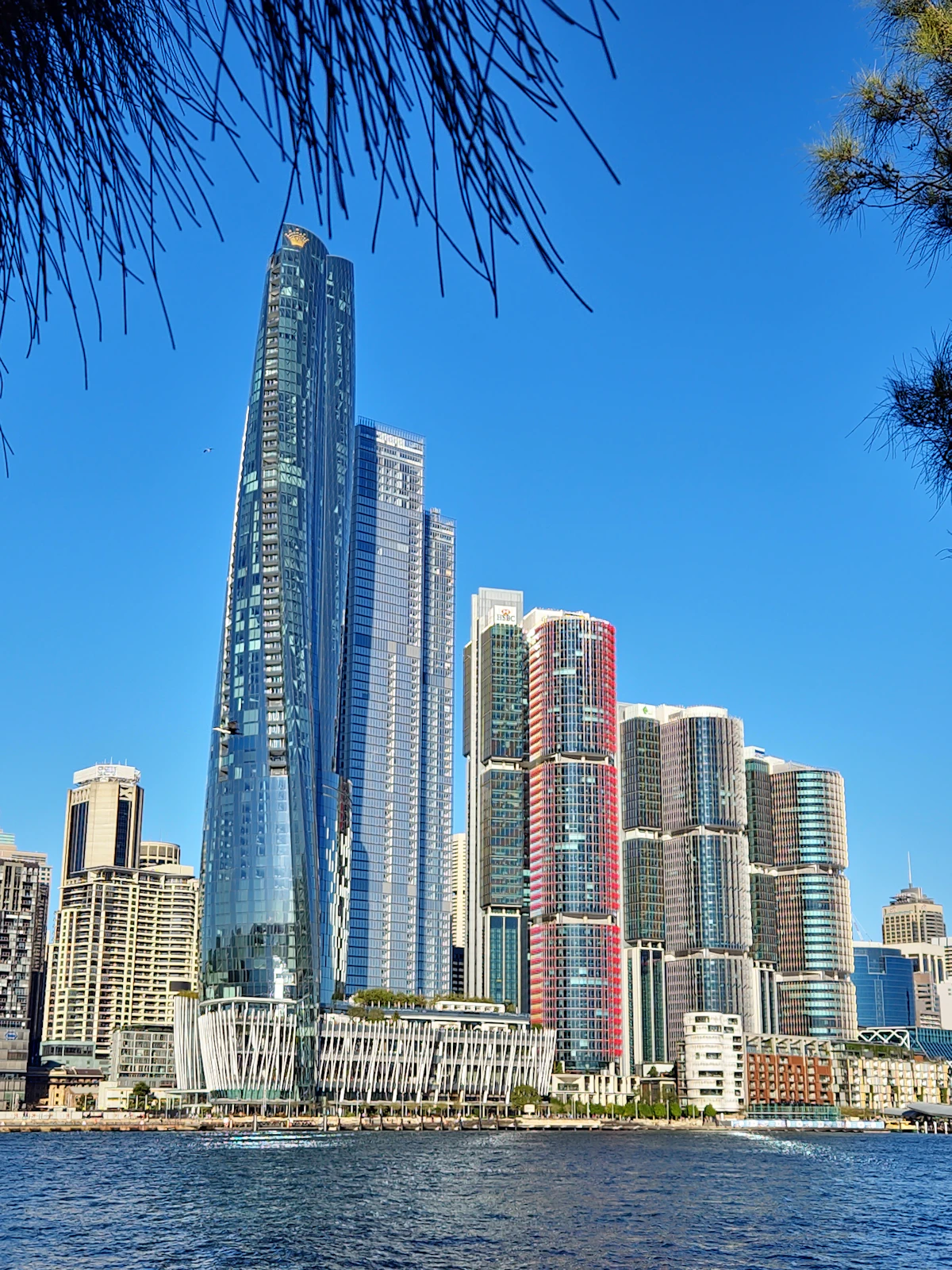 Barangaroo skyline and Crown Sydney seen across the harbour from Balmain East