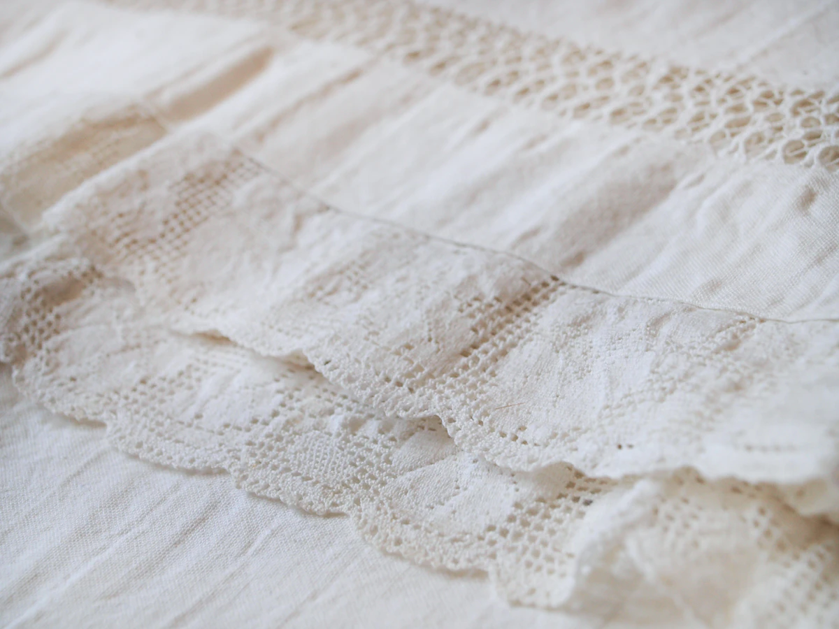 Close-up of schiffli lace embroidery