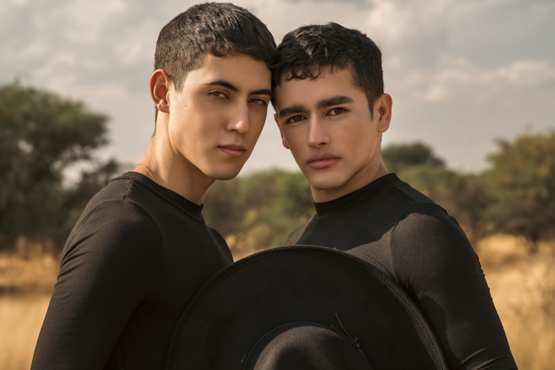 Handsome gay couple posing