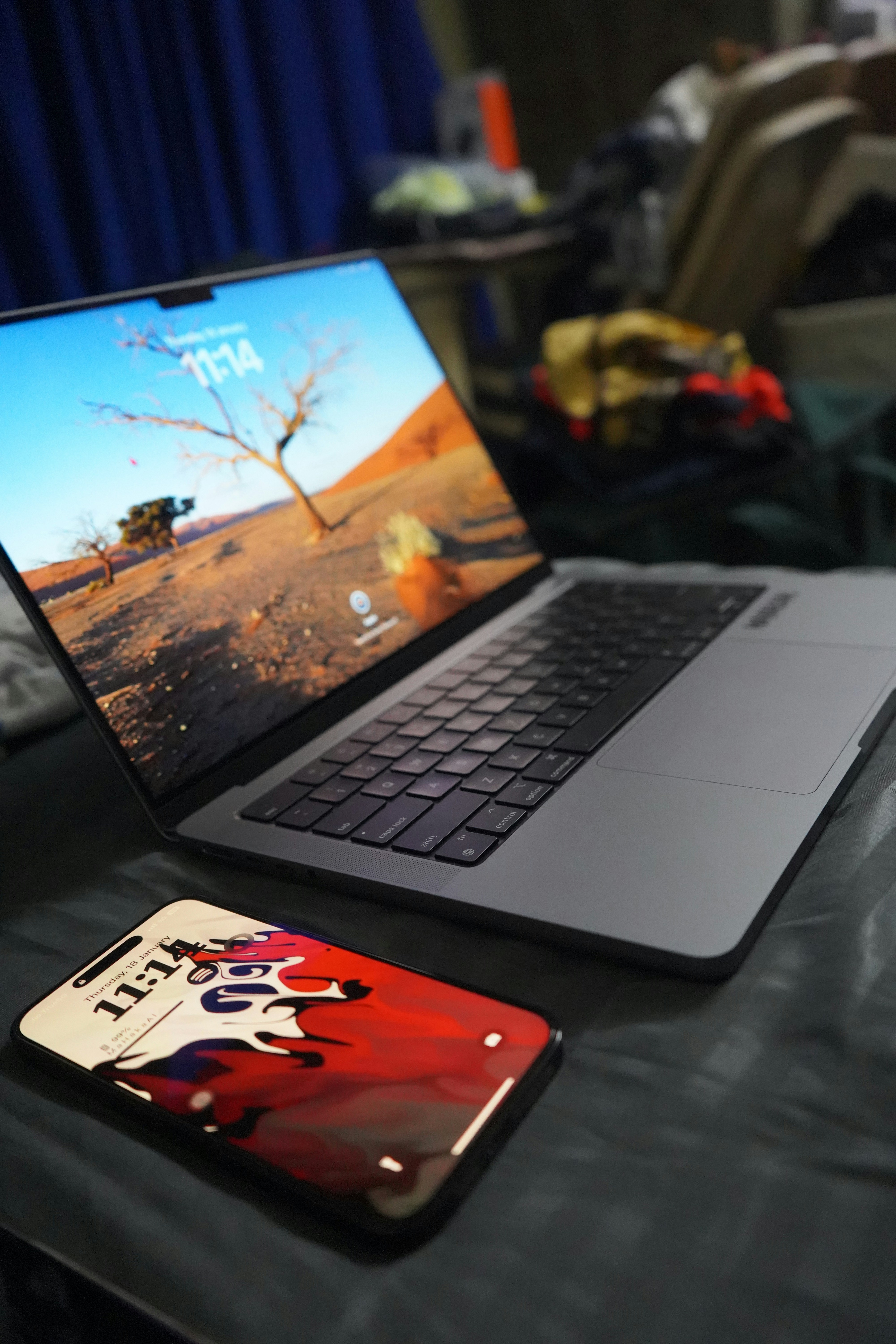 A laptop computer sitting on top of a table