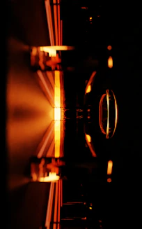 A close up of a light in a dark room