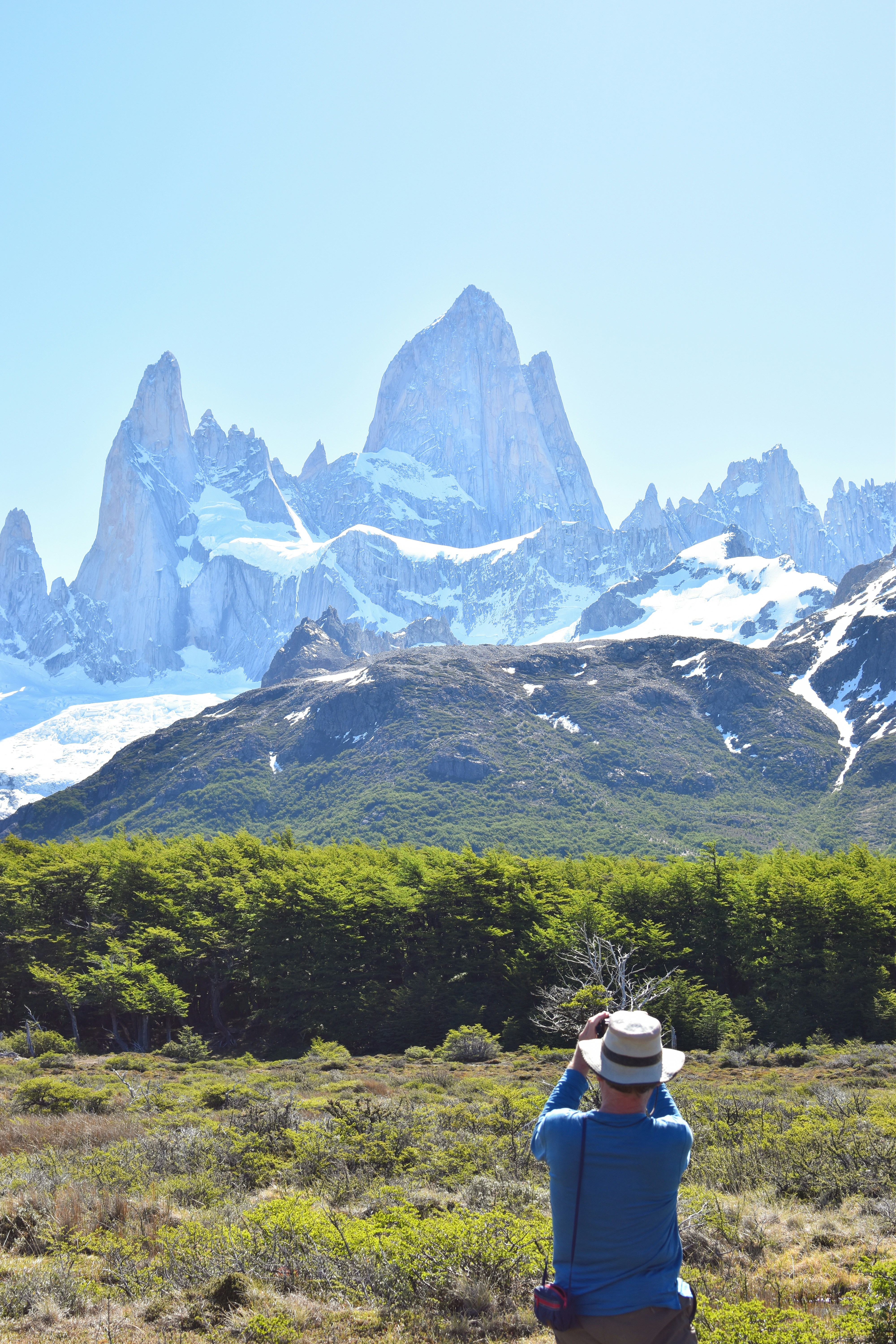 Man taking photos in Fitz Roy Mountain