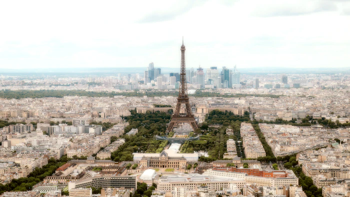 Paris Eiffel Tower Aerial - France