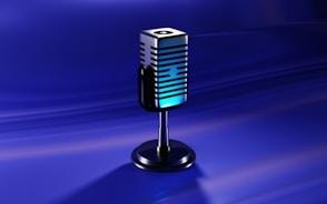 A blue and black object on a blue background
