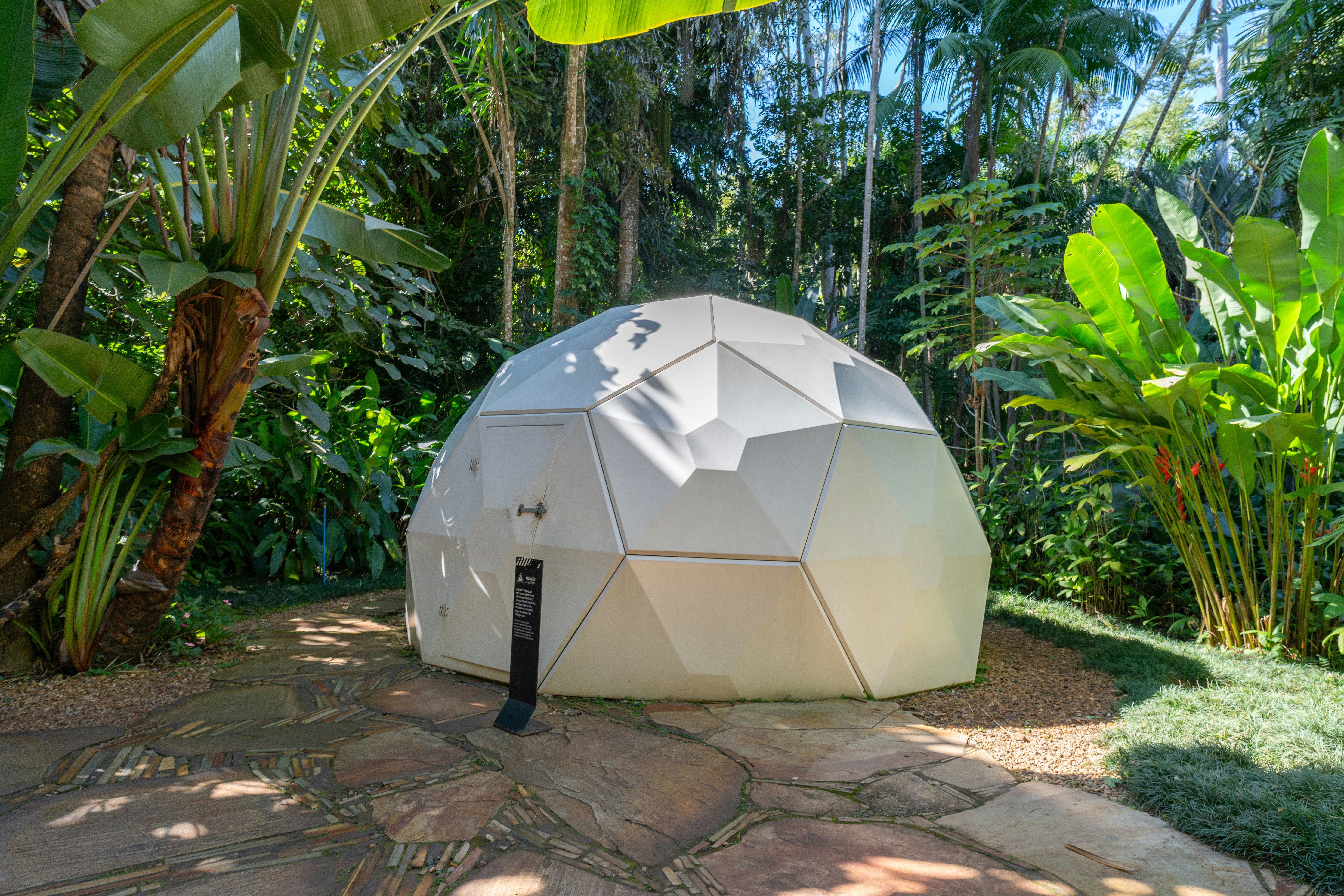 Modern white smart coop in garden