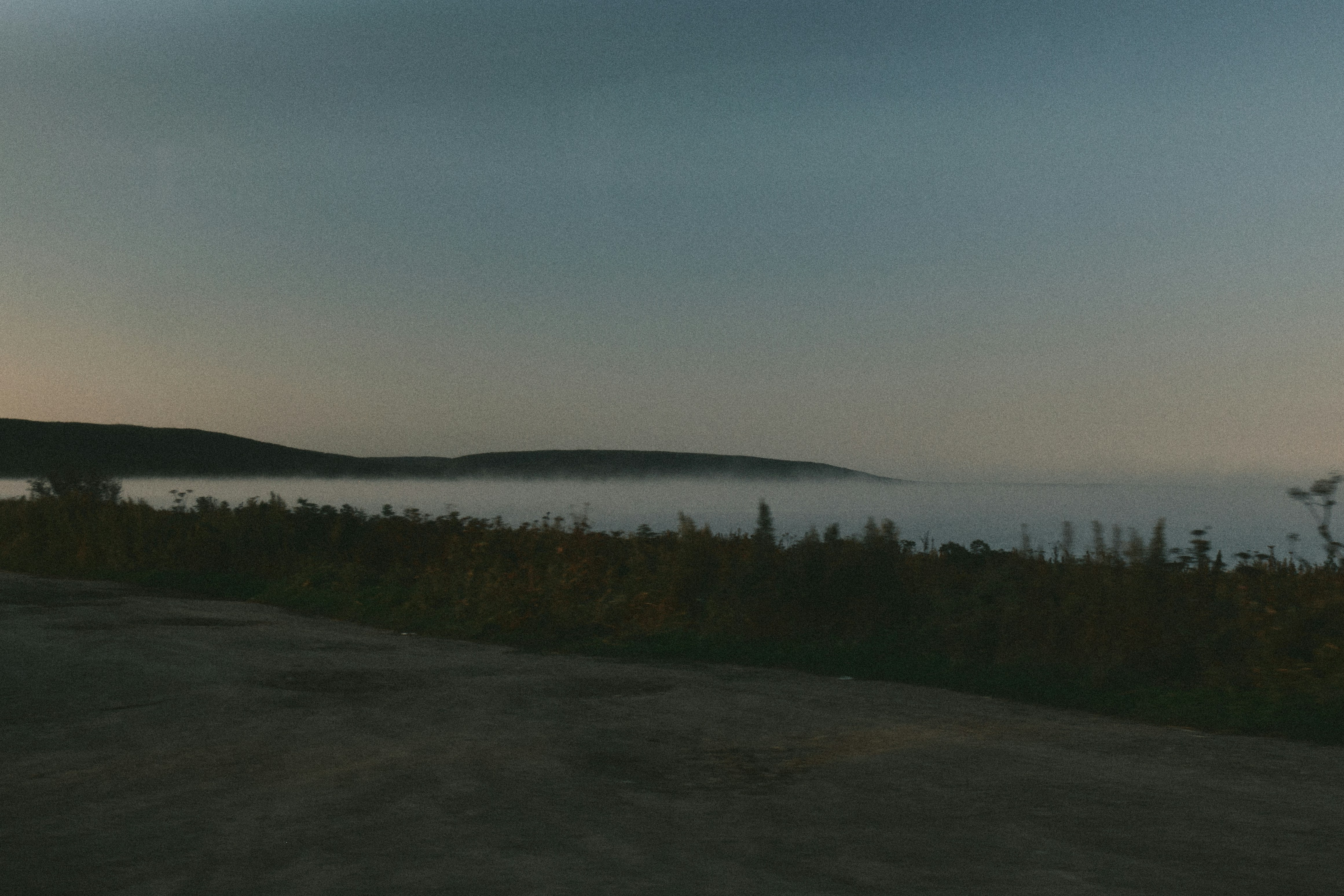 A car driving down a road next to a body of water