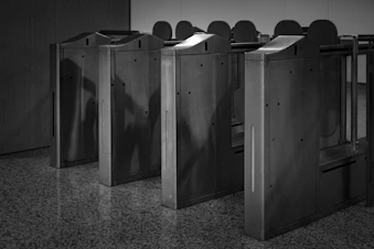 A row of urinals in a public restroom