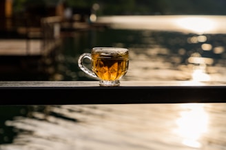 A cup of tea sitting on top of a table
