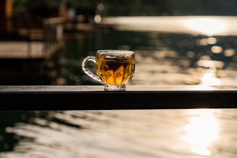 A cup of tea sitting on top of a table