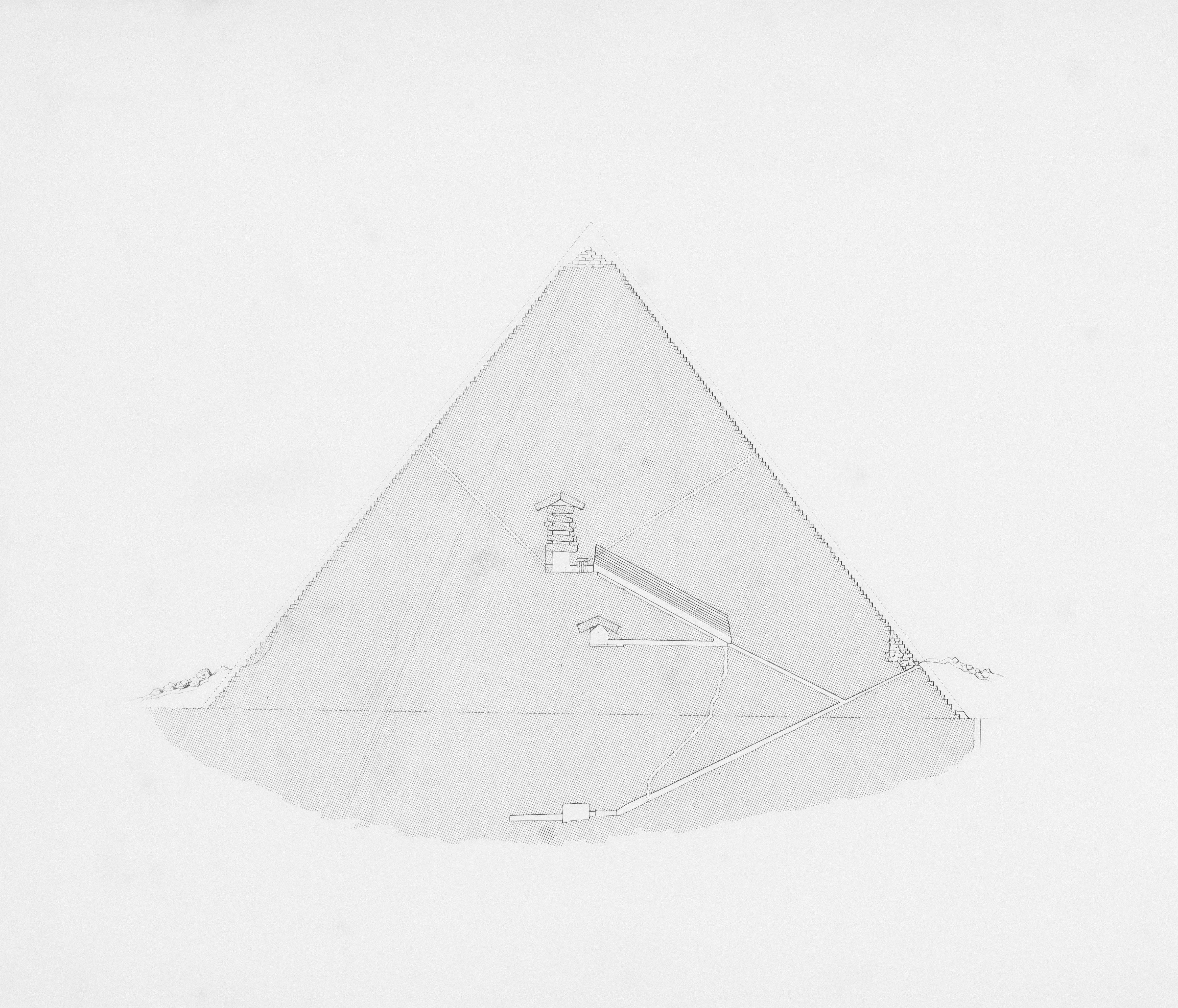 A pyramid with a drawing of a faucet on it