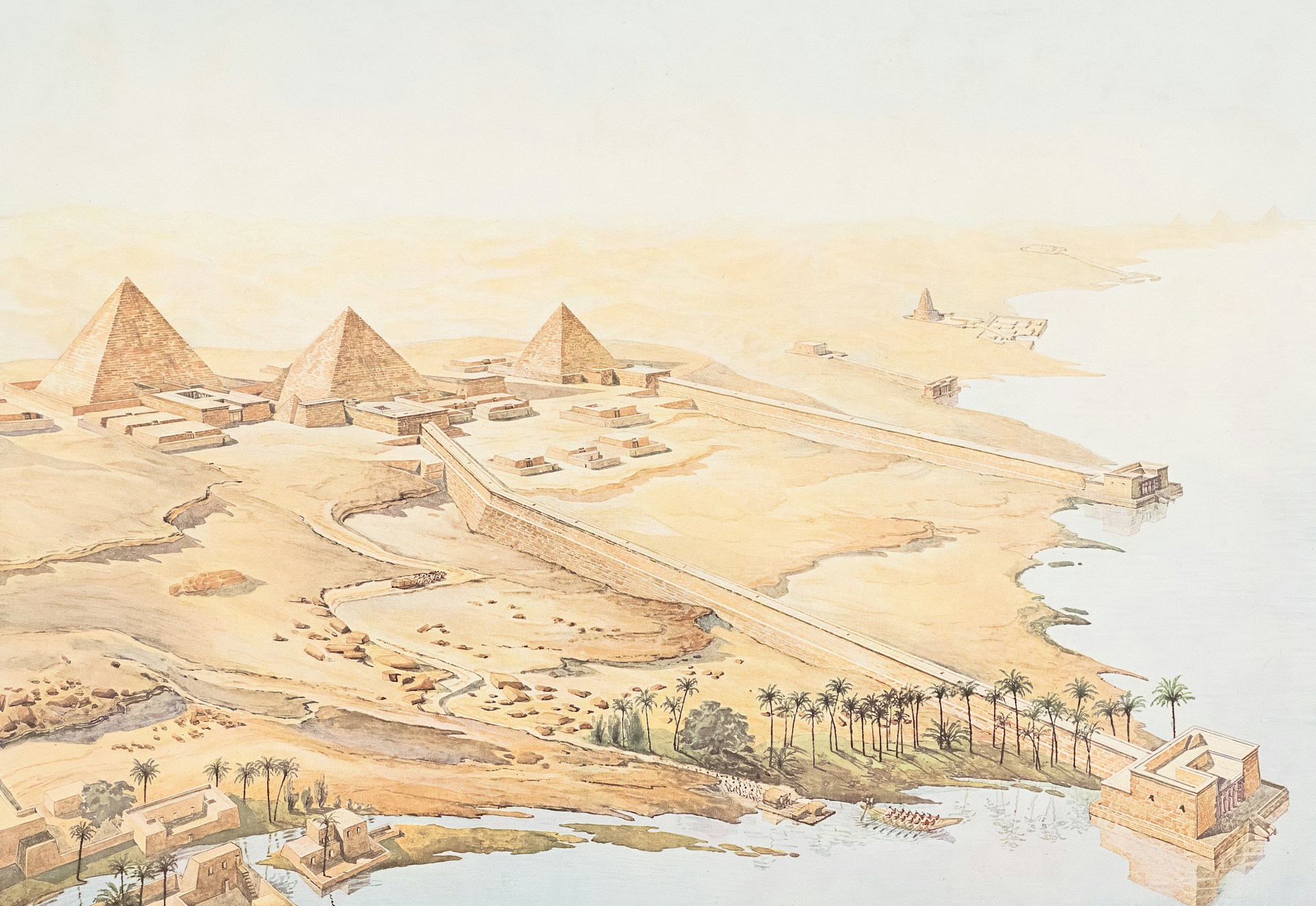 A painting of the pyramids of giza