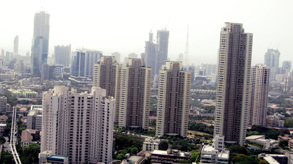 Mumbai residential skyline, India