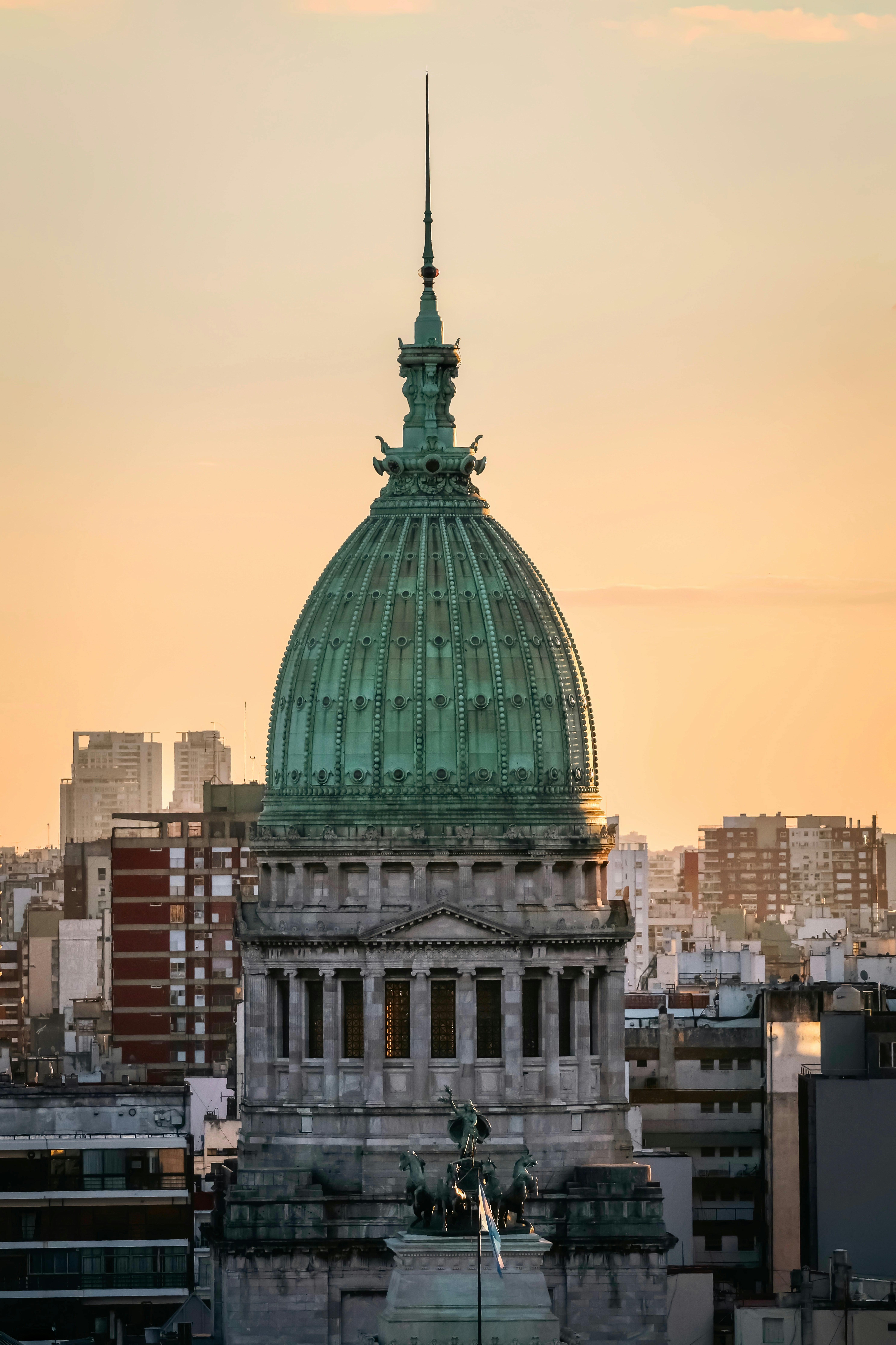 A dome on top of a building in a city