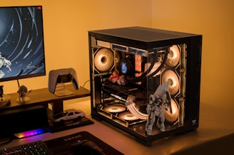 A desktop computer sitting on top of a desk