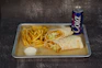 A tray with a wrap and fries on it